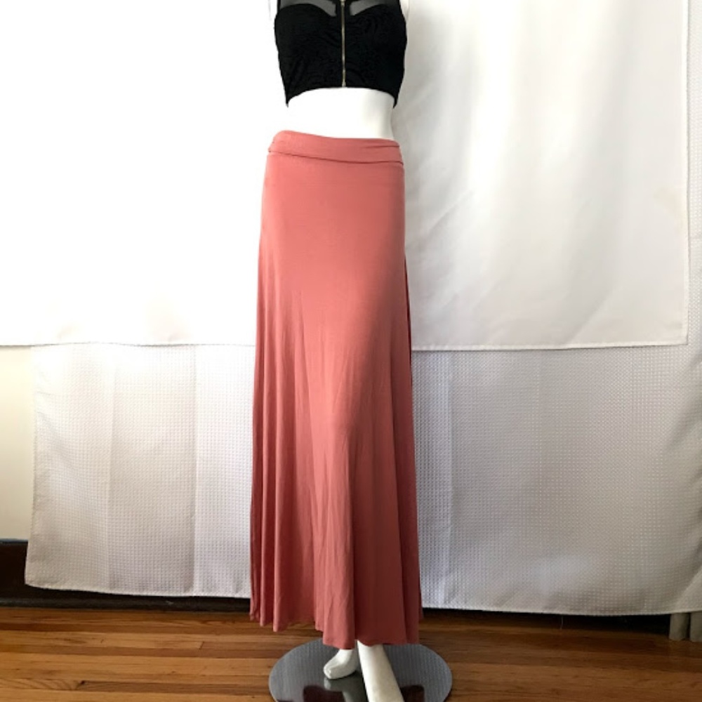 LIBIAN Plus size Fold Over Waist Long Maxi Skirt - Picture 6 of 8